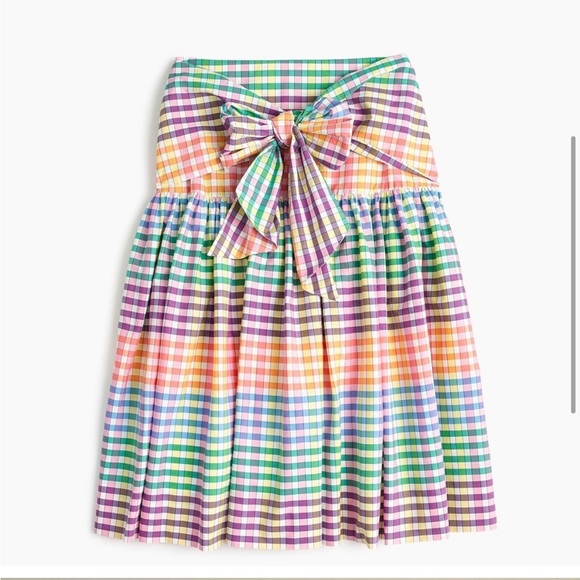 *SOLD* J. Crew | Women’s Tie-front Skirt In Rainbow Gingham | 14 | EUC - Picture 3 of 9